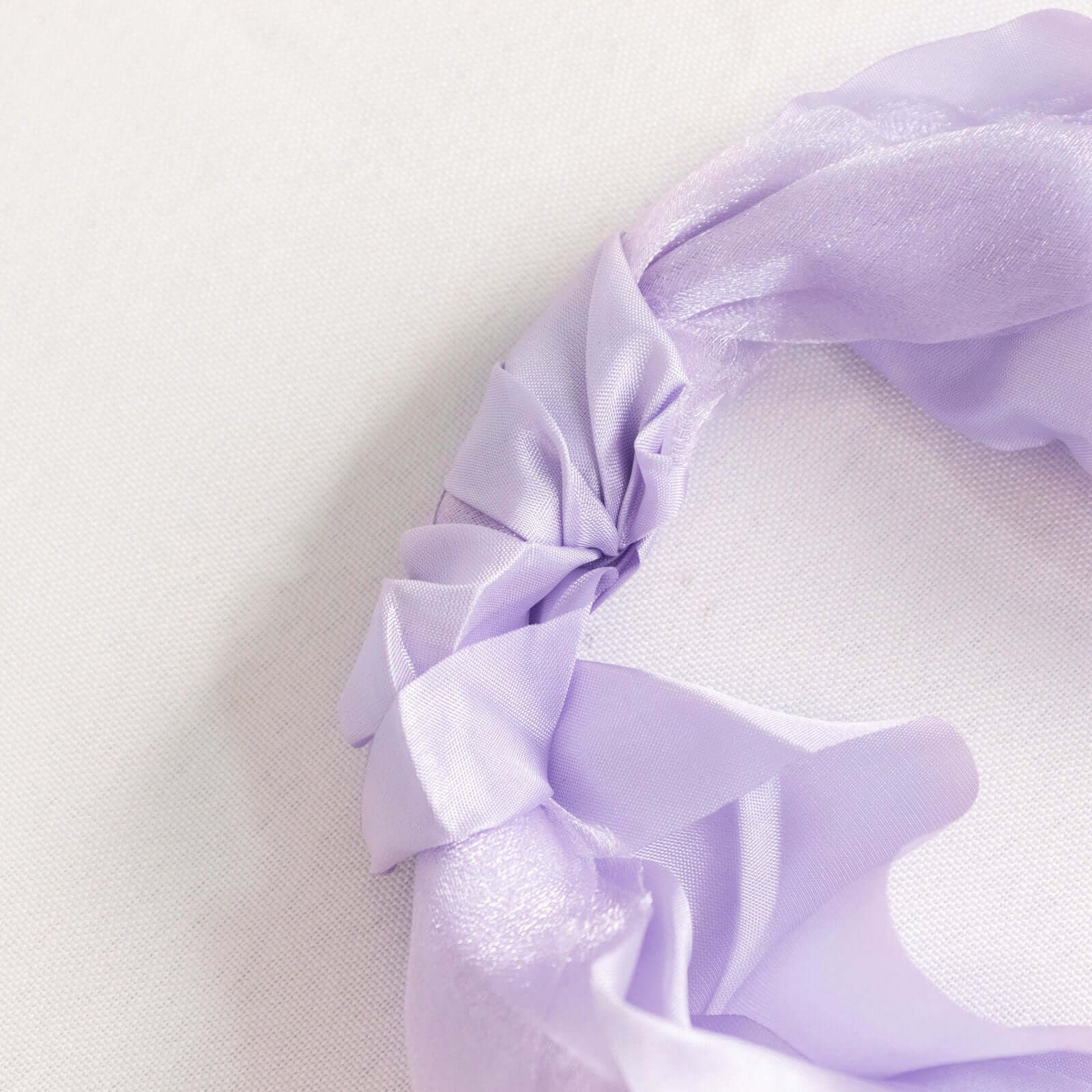 5 Pack Chiffon Satin Chair Sashes Lavender Lilac - Easy to Install Ruffled Curly Willow