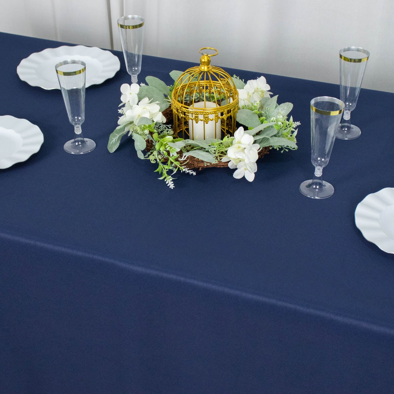 Fire Retardant Premium Polyester 60x102 Rectangular Tablecloth Navy Blue - High-Performance Table Cover
