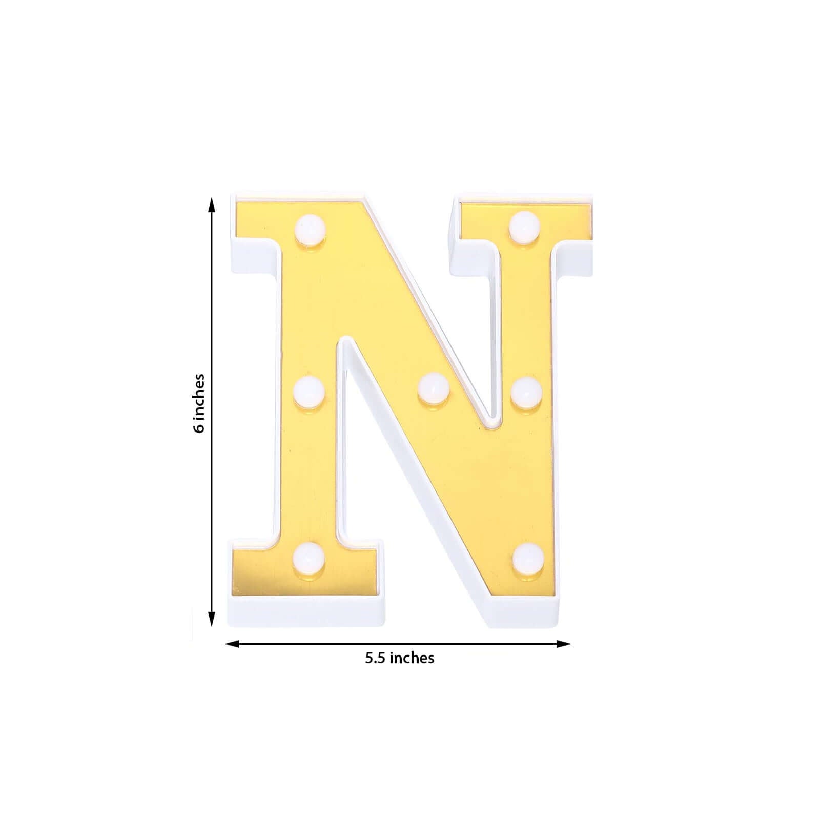 3D Marquee Letter N Warm White 7 LED Lights Gold - Chic Light-Up Decor for Events 6