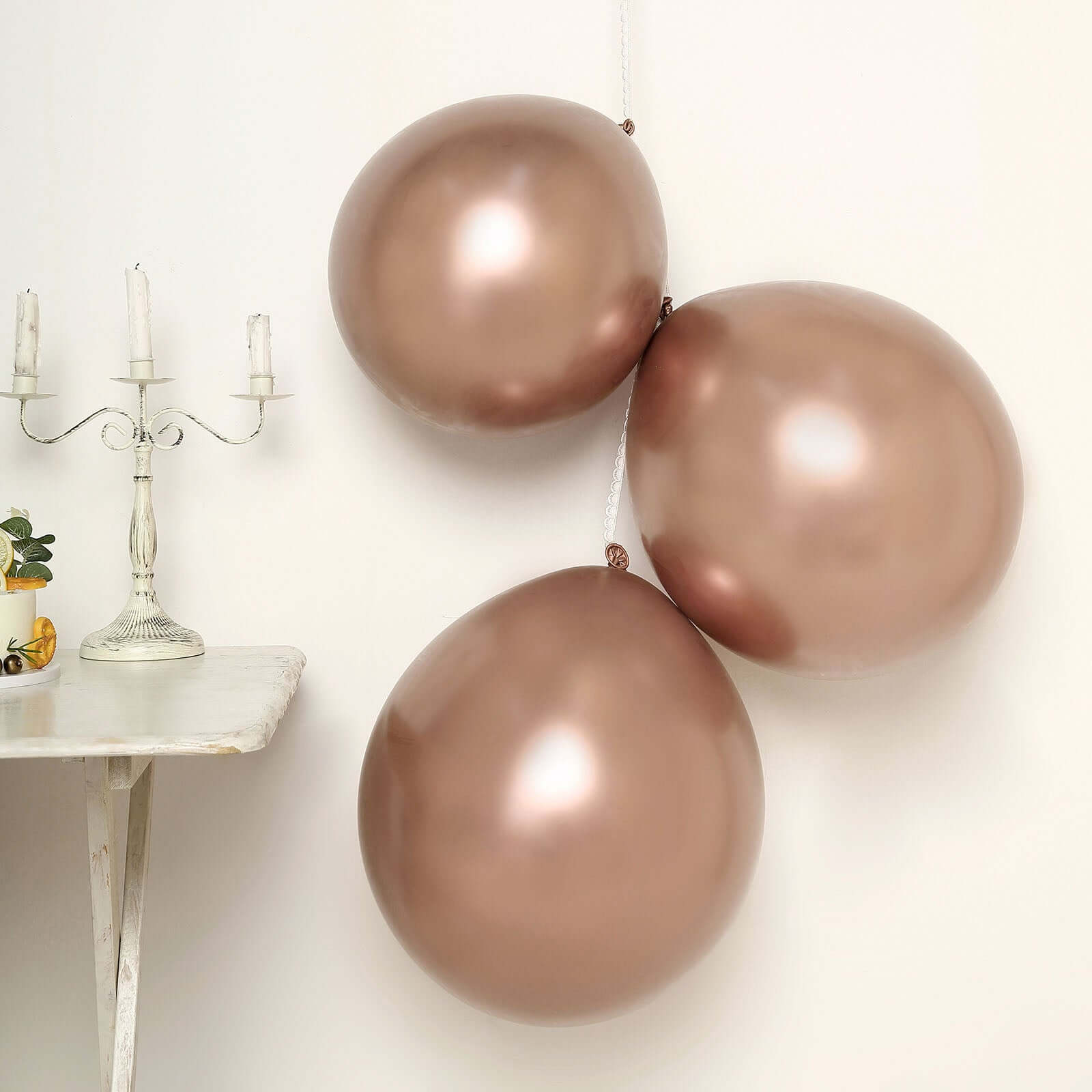 5 Pack 18 Metallic Chrome Rose Gold Latex Helium Air Balloons