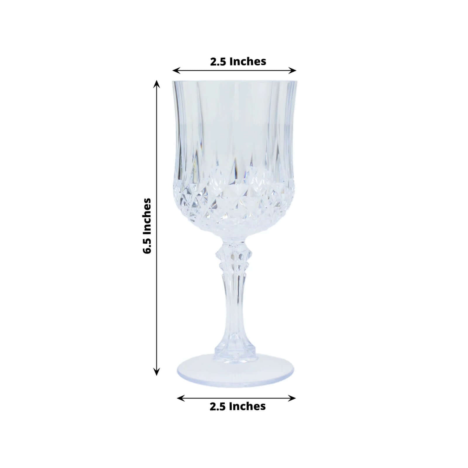 6-Pack Plastic Cocktail Goblets Clear Crystal Cut - Shatterproof Drinkware 8oz