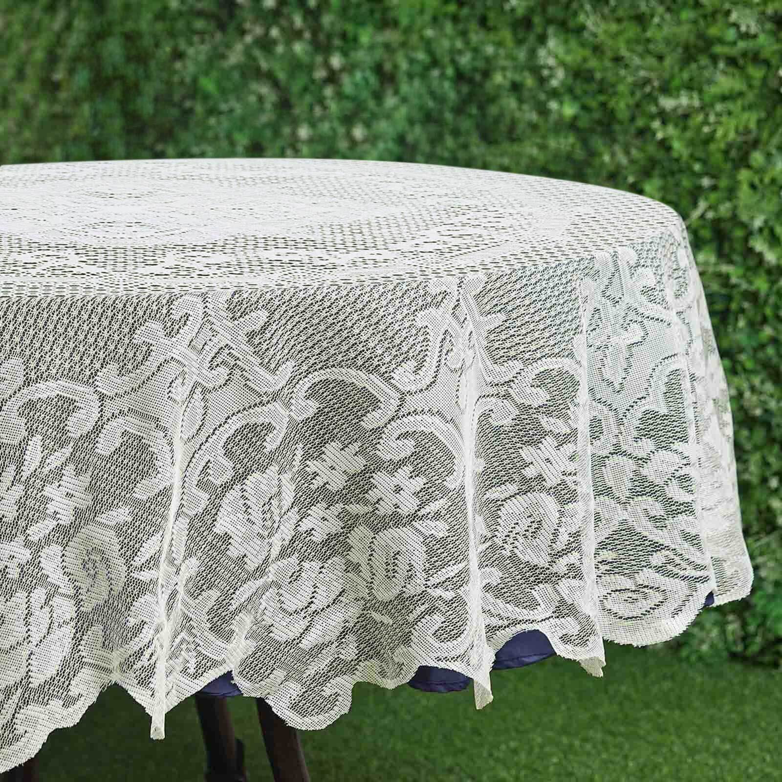 Lace 70 Round Tablecloth Ivory - Premium Design for Intimate Table Settings