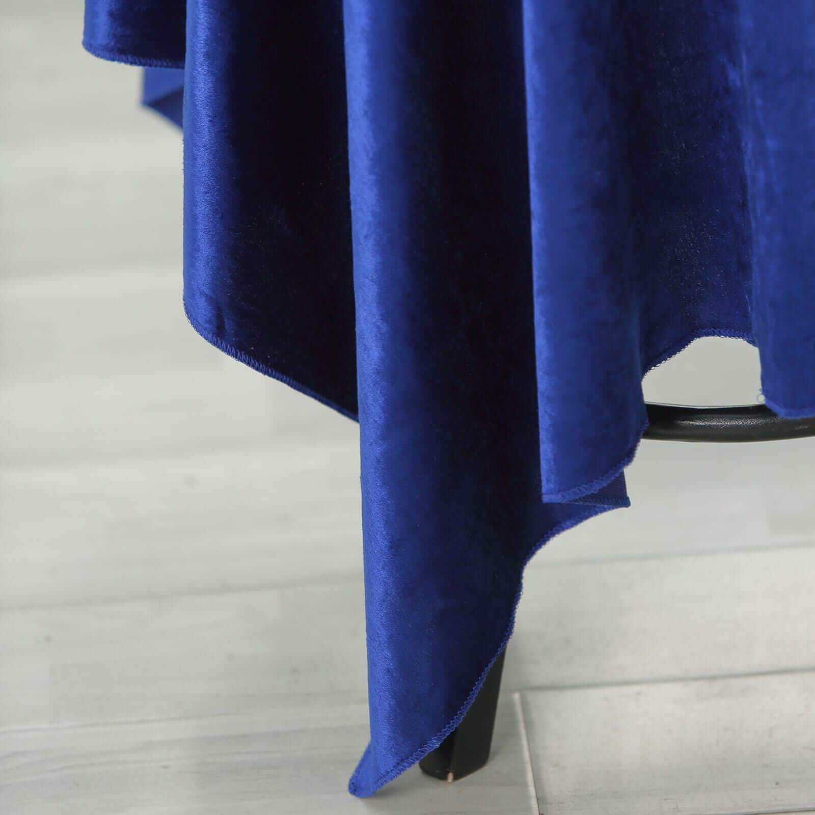 54x54 Royal Blue Seamless Premium Velvet Square Tablecloth, Reusable Linen