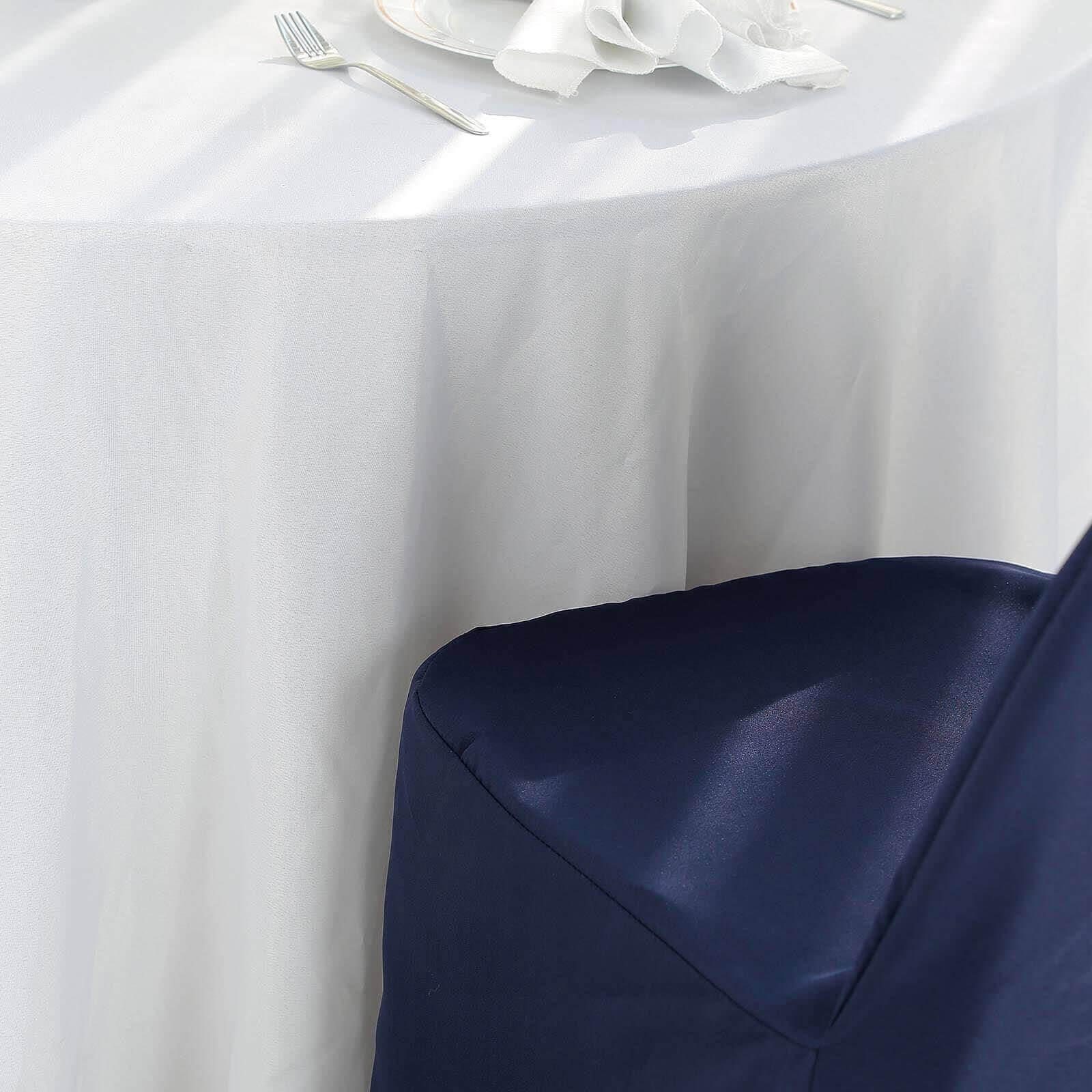 10 Pack Polyester Chair Cover for Banquet Chairs Navy Blue - Stain-Resistant Reusable Slip-On Slipcover