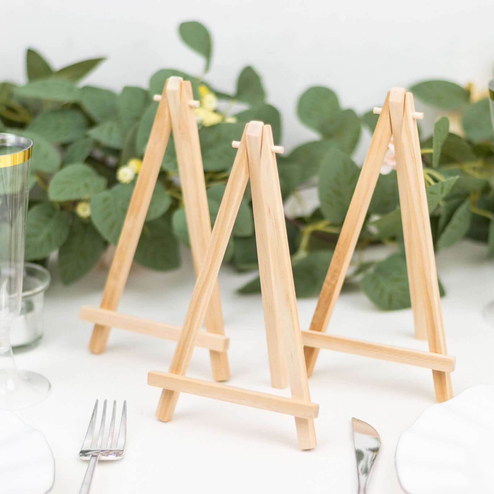 10-Pack Wooden Display Easel Stands DIY Small Design Natural - Rustic Place Card Table Number Holders 7