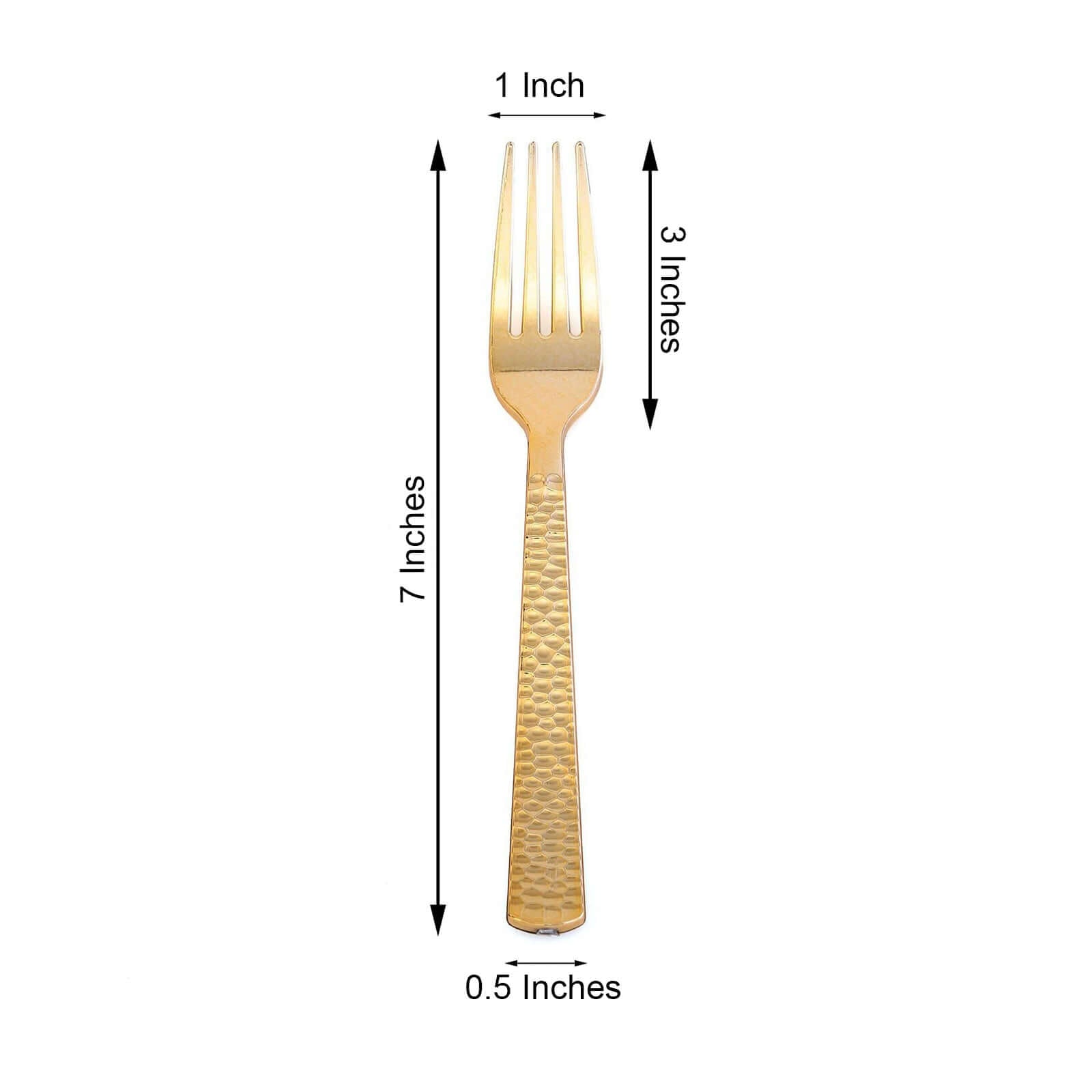 24-Pack Plastic Forks with Hammered Style Gold - Heavy Duty Disposable Silverware 7