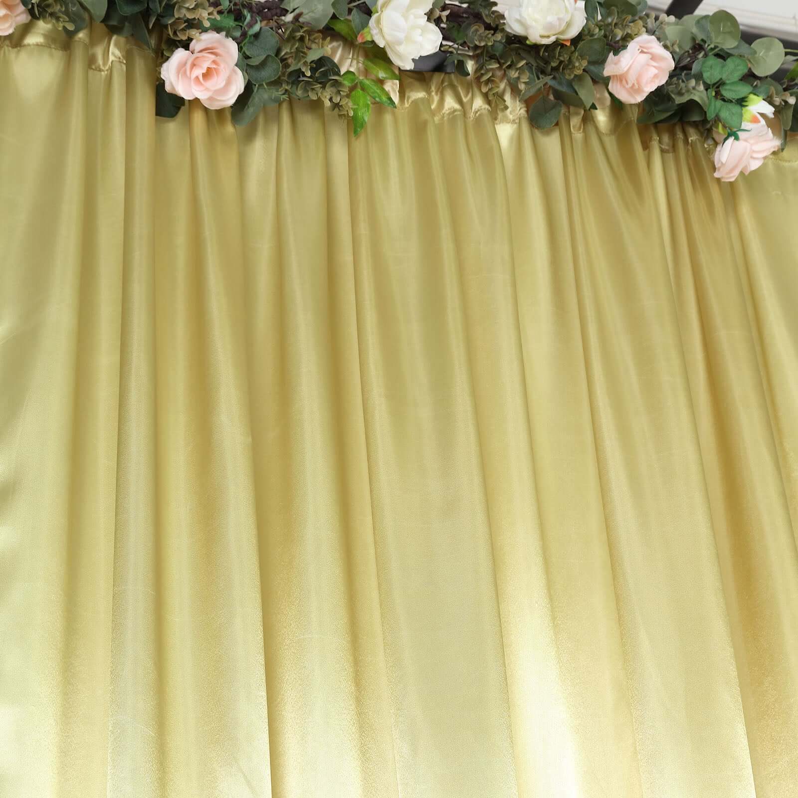 8ftx10ft Champagne Satin Event Curtain Drapes, Backdrop Event Panel