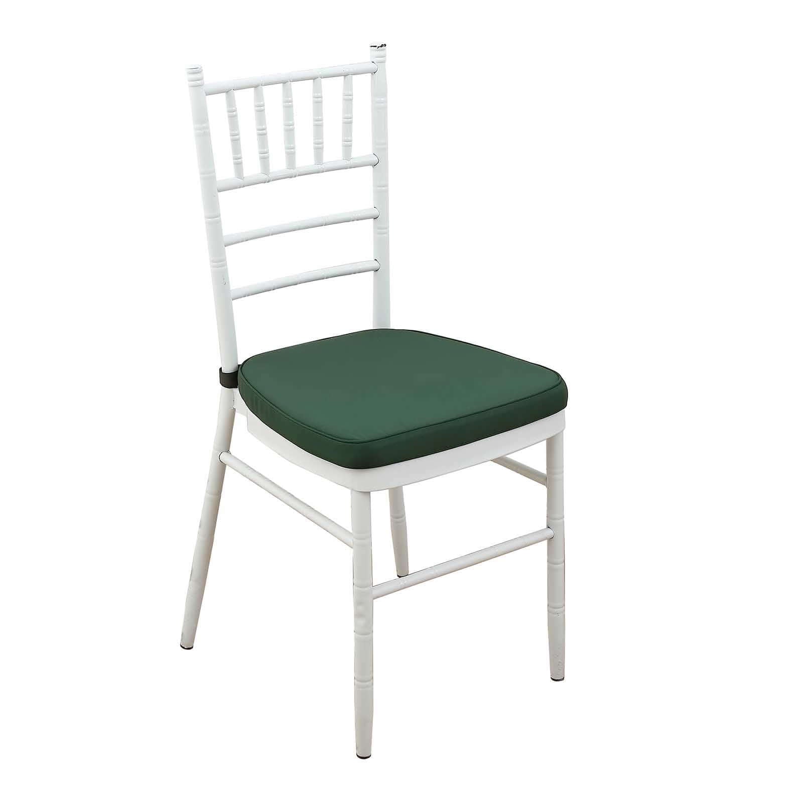 Chiavari Chair Cushion with 1.5 Thick Memory Foam and Ties Hunter Emerald Green - Stylish Removable Cover for Comfort