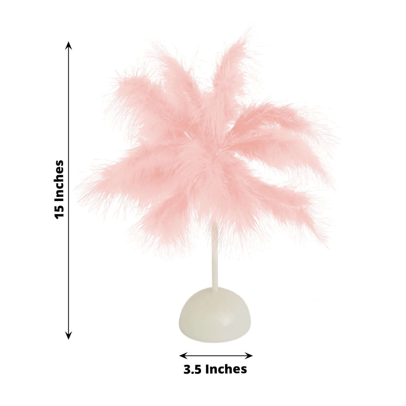 Table Lamp Feather Design Blush LED Battery Operated - Cordless Wedding Centerpiece 15