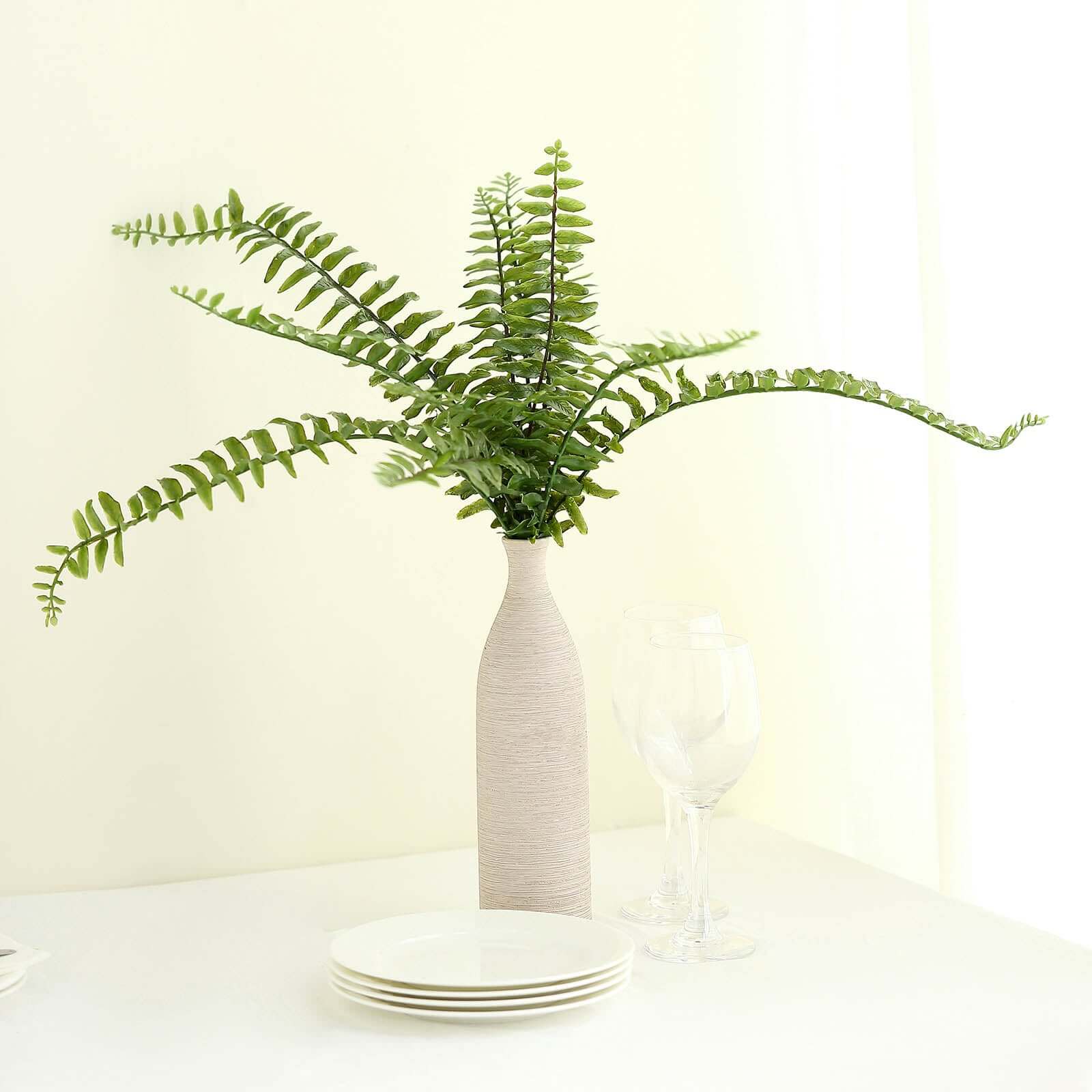 20 Artificial Boston Fern Green Leaf Plant, Premium Real Touch Indoor Spray