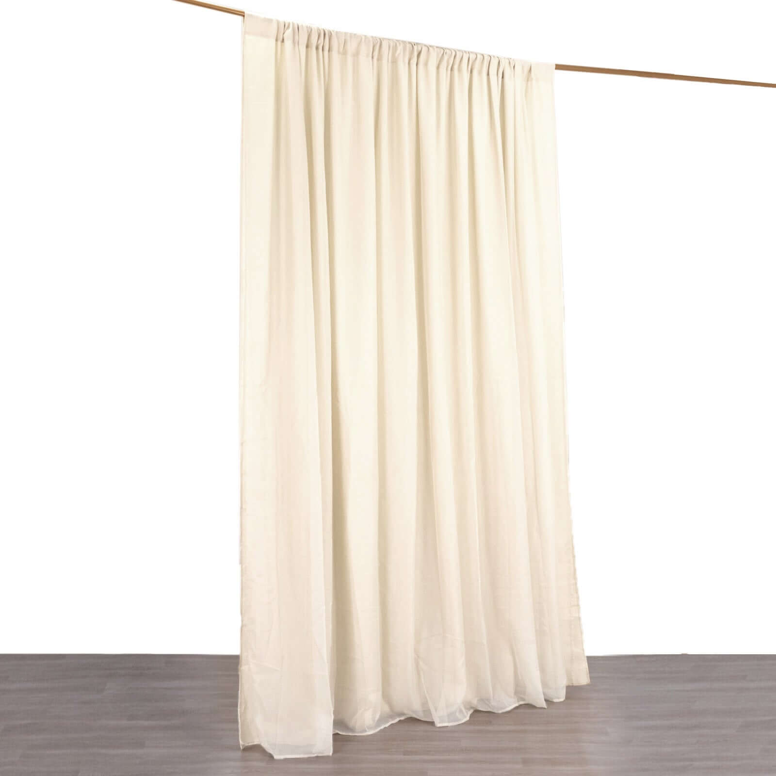 Beige Chiffon Polyester Event Curtain Drapes, Dual Layer Divider Backdrop Curtain Panels with Rod Pockets - 10ftx10ft