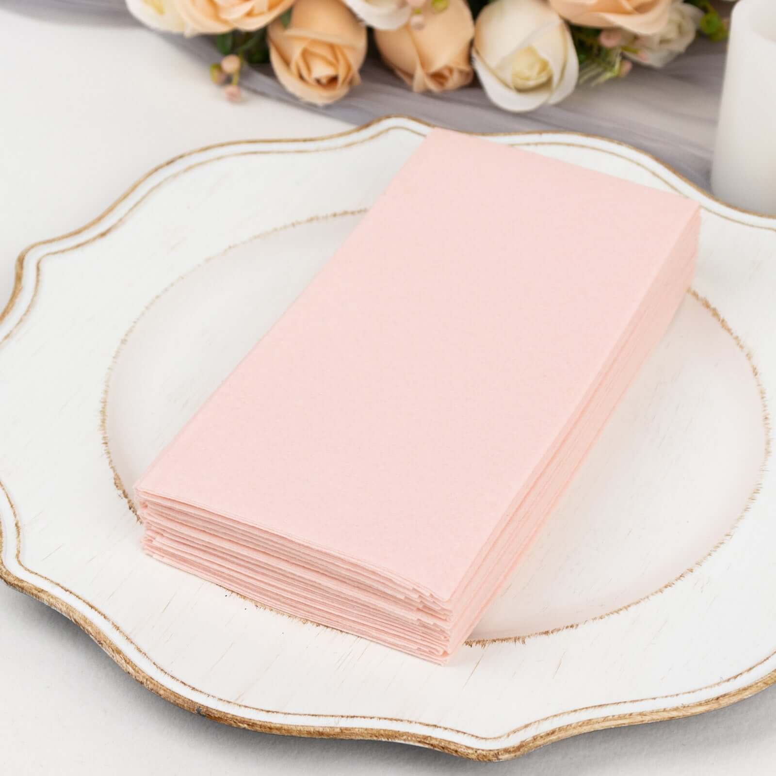 20-Pack Paper Linen-Like Napkins Blush - Disposable Hygienic Airlaid Guest Towels 8.5x4