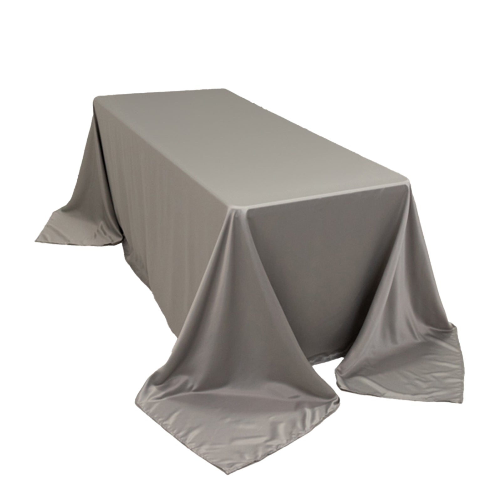 Lamour Satin 90x132 Rectangle Tablecloth Silver - Soft & Silk-Like Seamless Table Cover