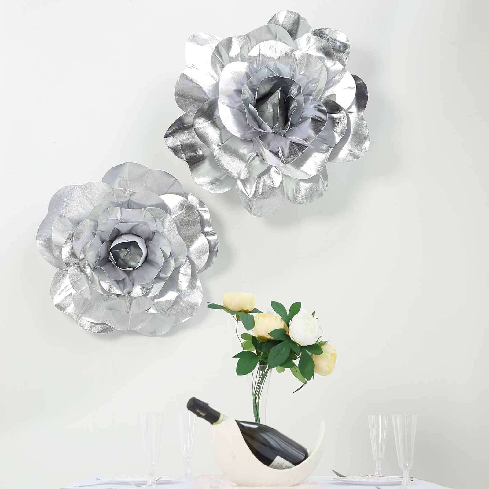 2 Pack 20 Large Silver Real Touch Artificial Foam DIY Craft Roses