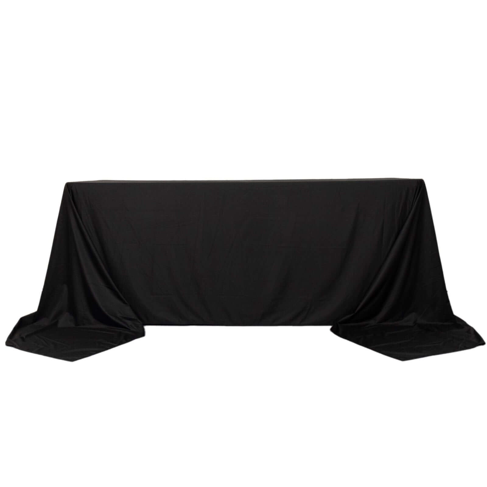 Premium Scuba Rectangular 90x156 Tablecloth Black - Wrinkle Free, Stain Resistant & Seamless Table Cover for Weddings and Parties