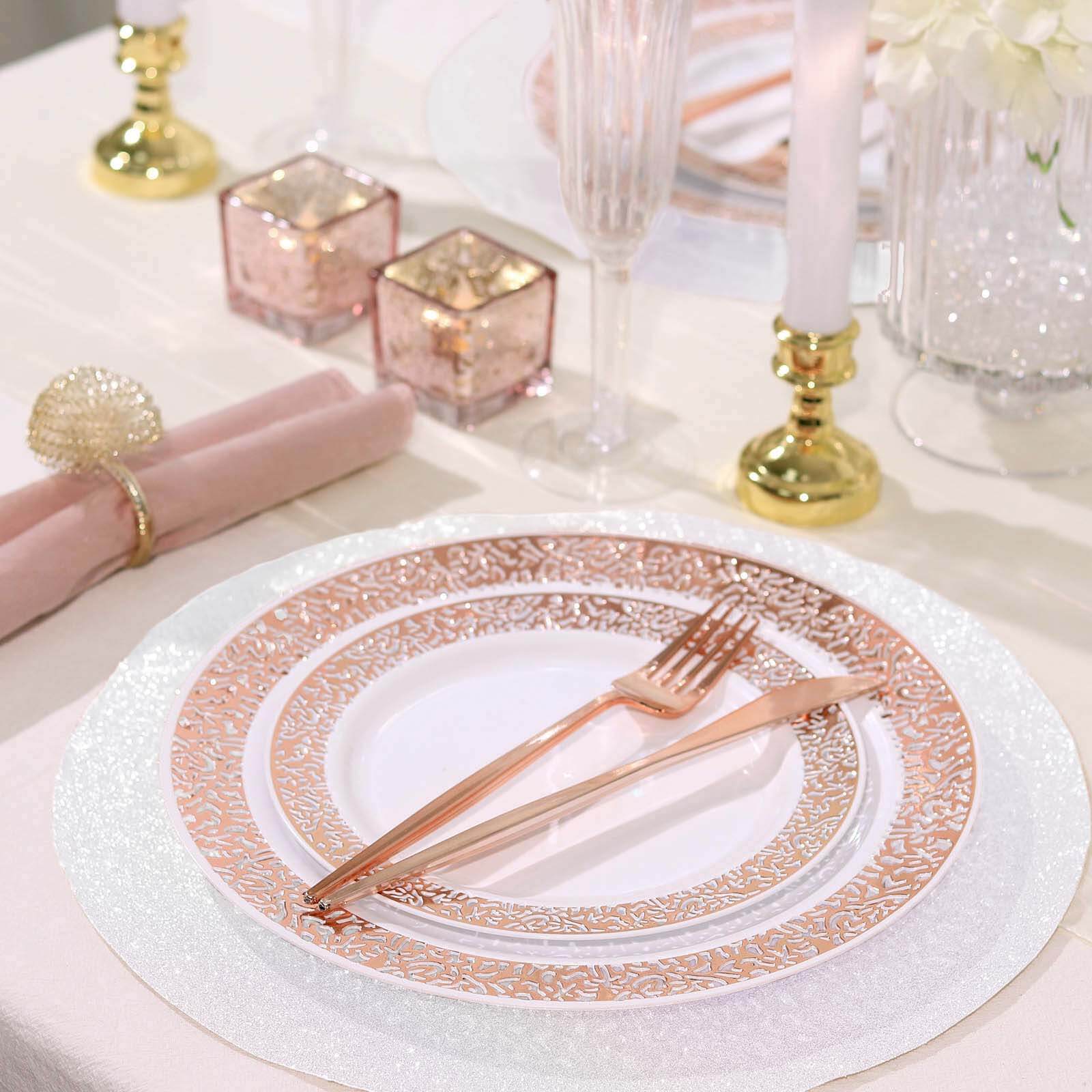 6-Pack Placemats Glitter Design Iridescent Sparkle Round - Non-Slip Decorative Dining Table Mats 13