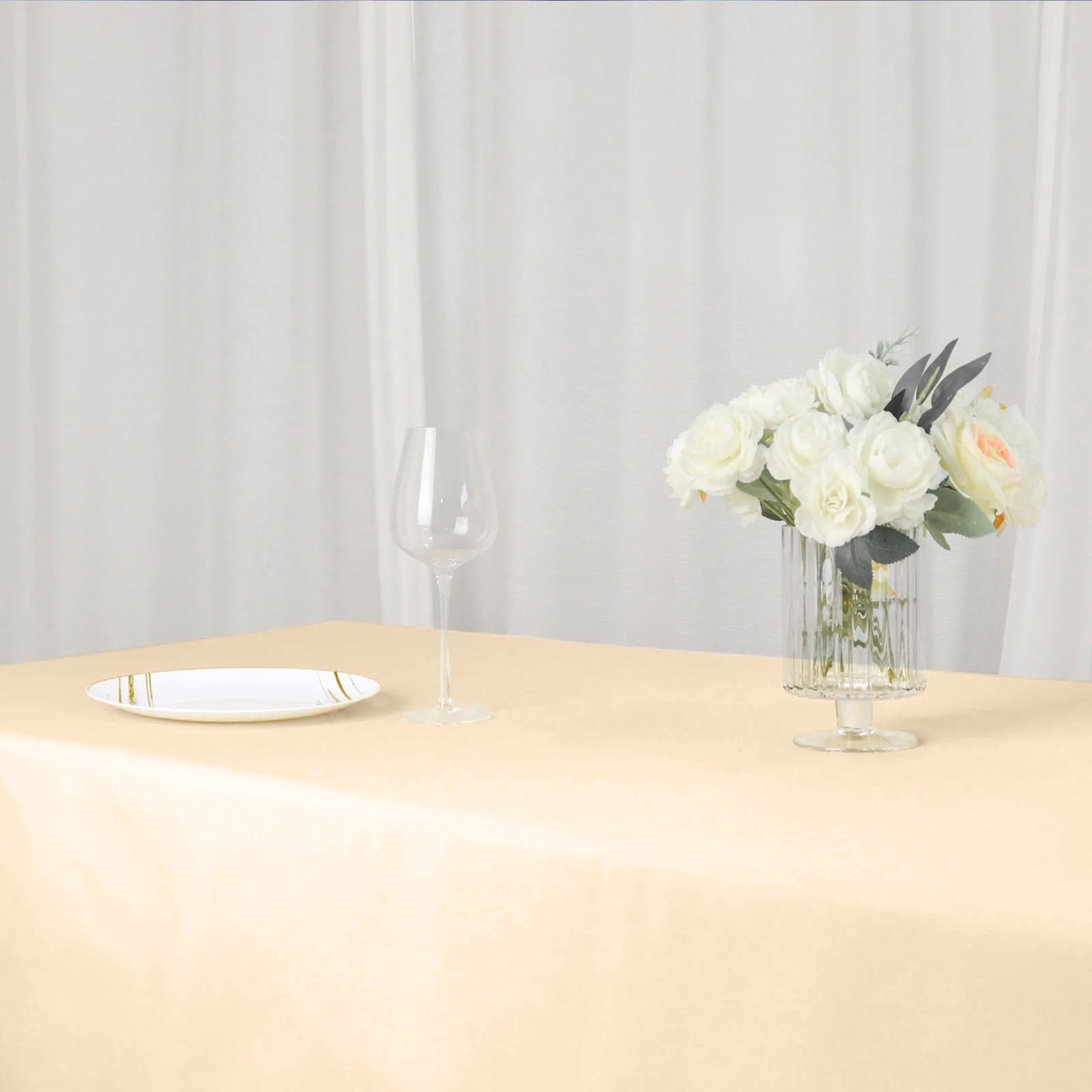 Polyester 54x96 Rectangle Tablecloth Beige - Wrinkle-Resistant & Easy-to-Care Table Cover