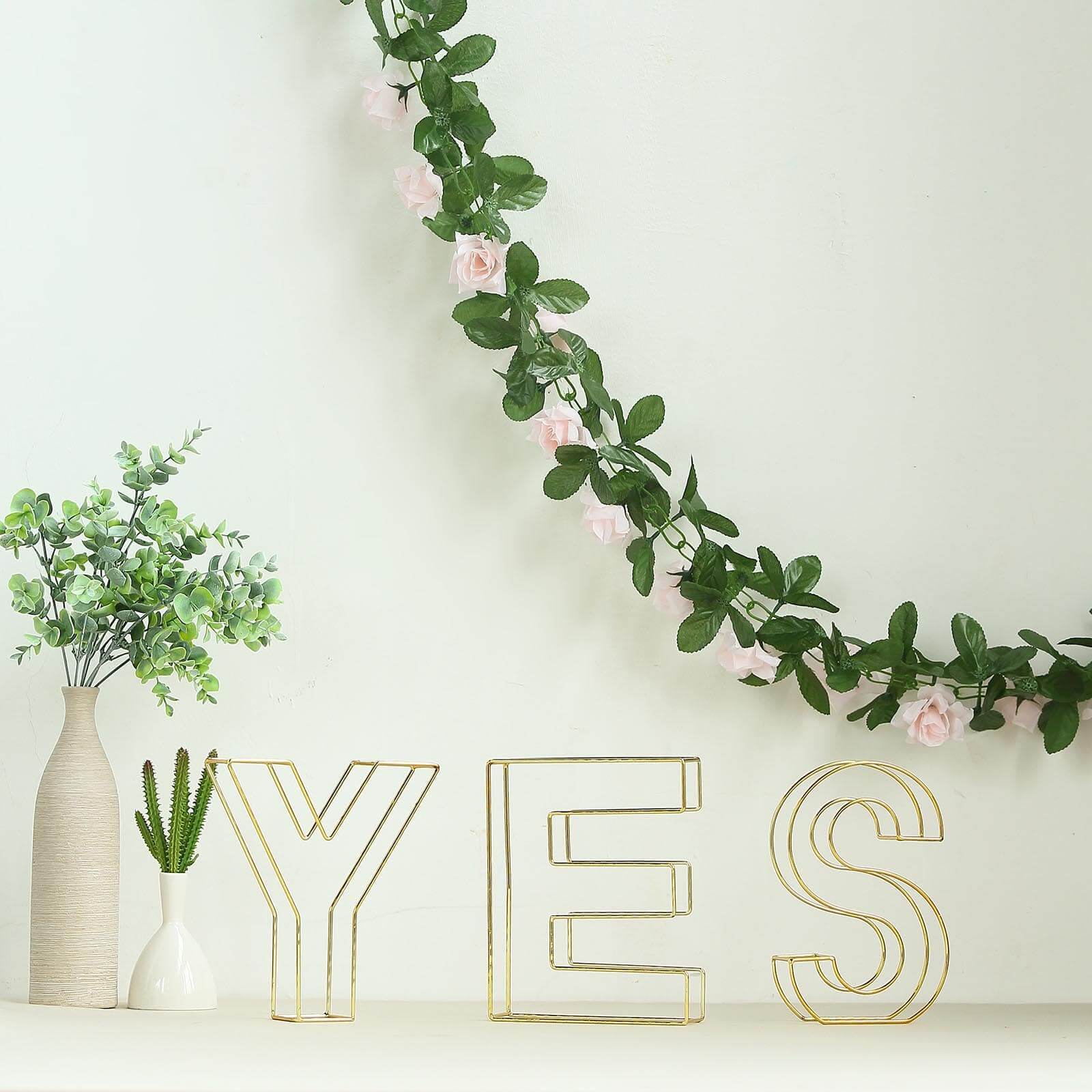 8 Tall Gold Freestanding 3D Decorative Wire Letter, Wedding Centerpiece - E