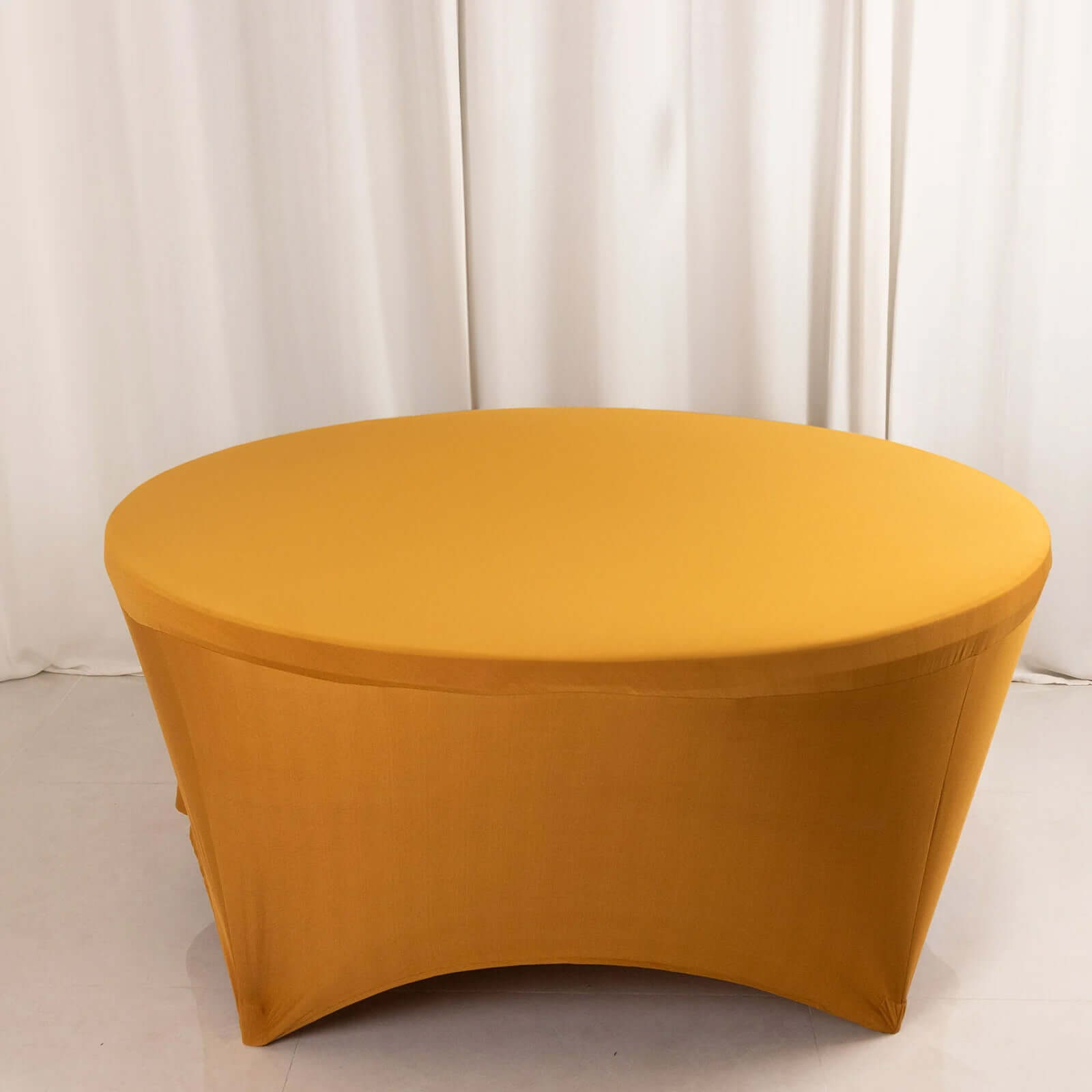 Stretch Spandex 6ft Round Tablecloth Gold - Durable Form-Fitting Table Cover for Events & Presentations