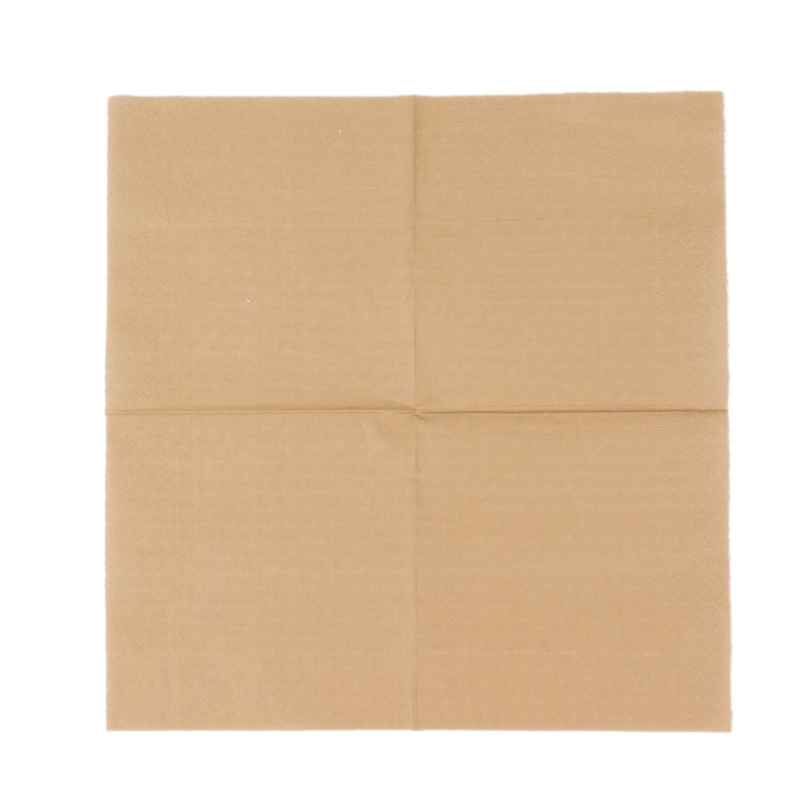 50-Pack Paper Beverage Napkins Natural - 2 Ply Disposable Soft 18GSM Cocktail Napkins 5x5