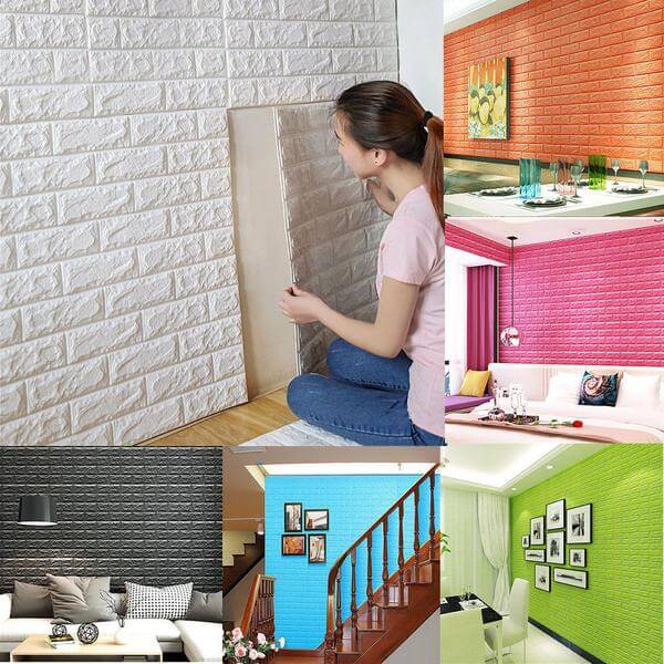 10 Pack White foam Brick Peel And Stick 3D Wall Tile Panels - Covers 58sq.ft