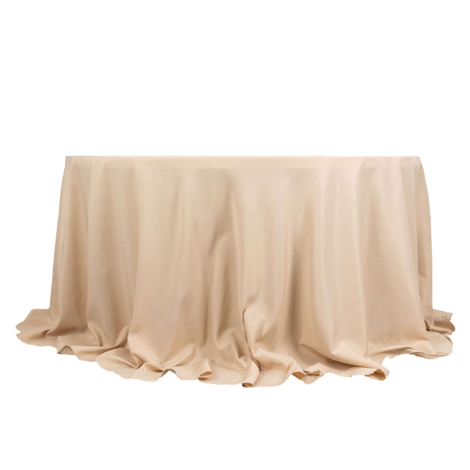 Premium Polyester 132 Round Tablecloth Beige - Seamless 220GSM Wrinkle-Resistant Table Cover