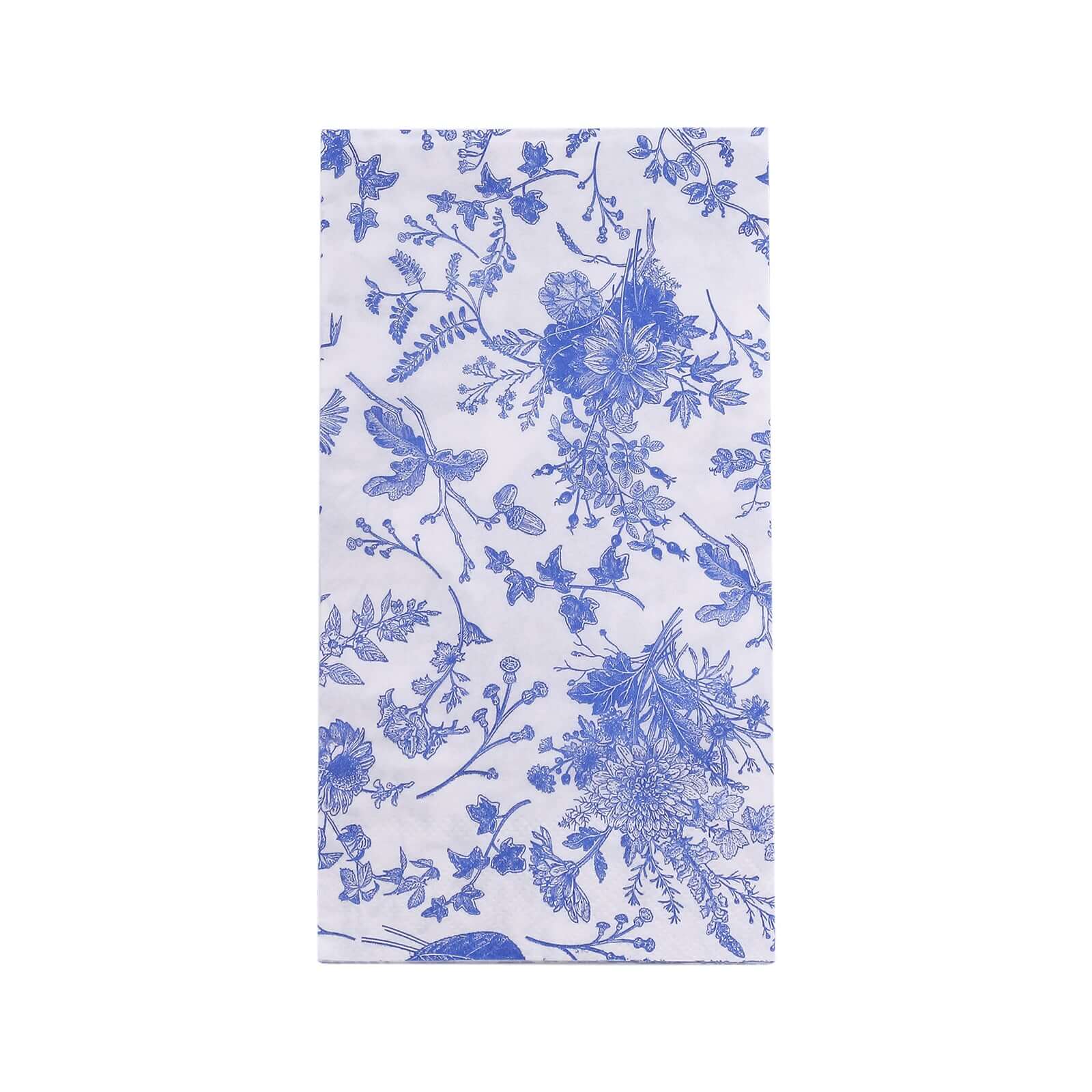 20-Pack Paper Dinner Napkins White/Blue with French Toile Pattern 2 Ply - Stylish Disposable Napkins for Parties