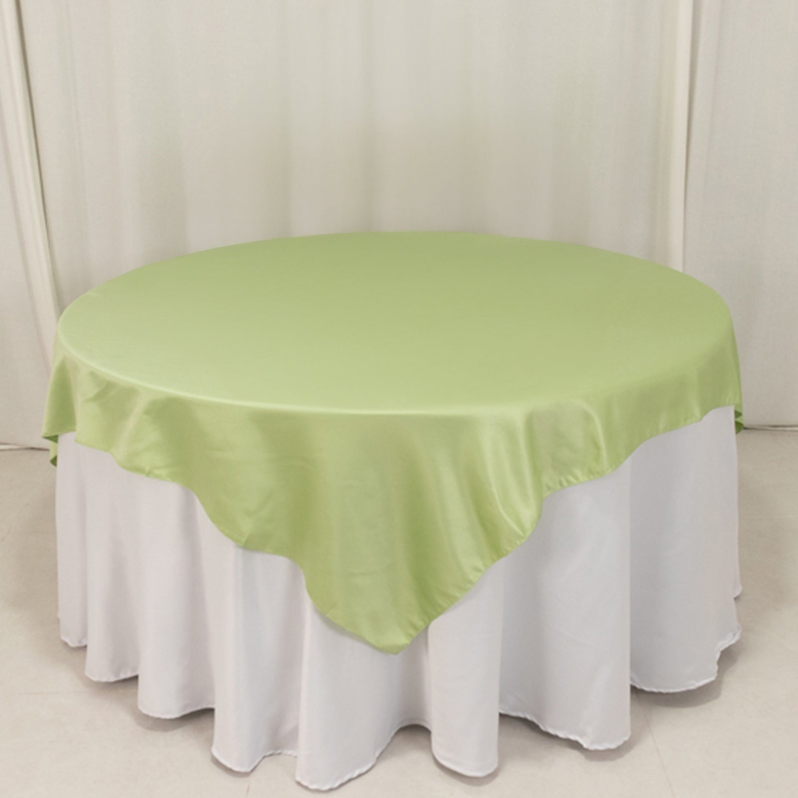 Lamour Satin 72x72 Table Overlay Square Tablecloth Sage Green - Smooth Finish Table Topper