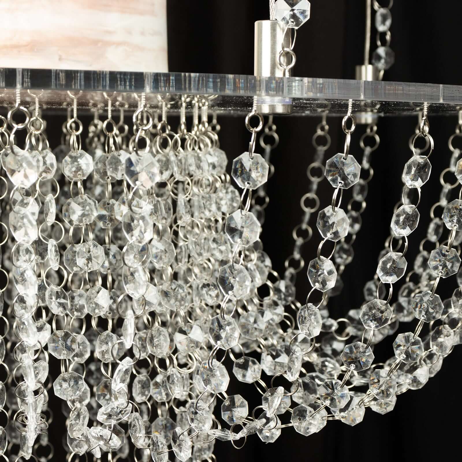 Acrylic Hanging Chandelier Cake Stand with Crystal Drapes - Suspended Round Wedding Cake Swing with 5ft Steel Wire Chains 25