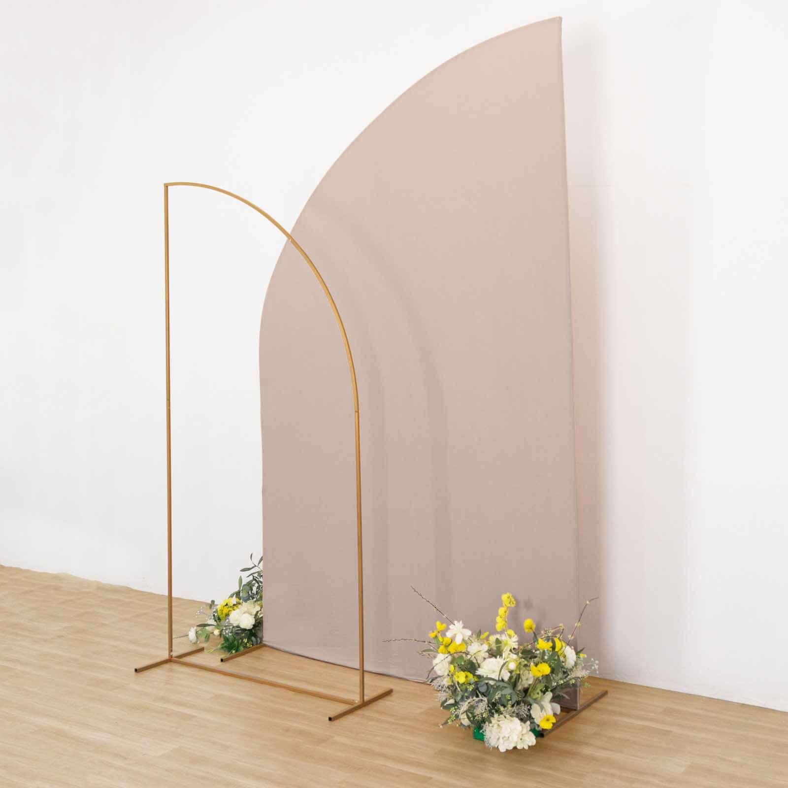 8ft Nude Spandex Fitted Wedding Arch Cover For Half Moon Top Chiara Backdrop Stand