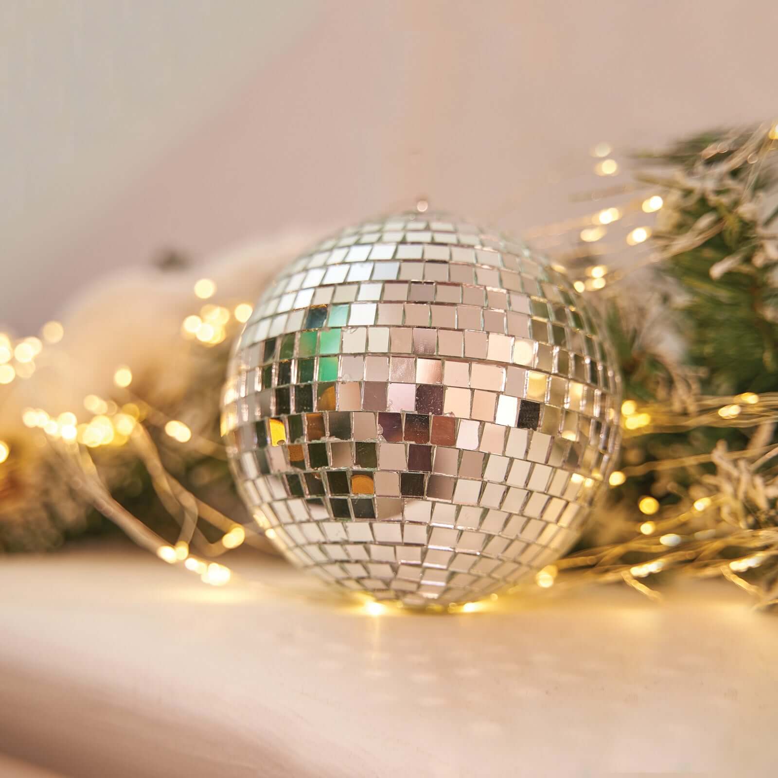 4 Pack 8 Silver Foam Disco Mirror Ball With Hanging Ring, Holiday Party Decor