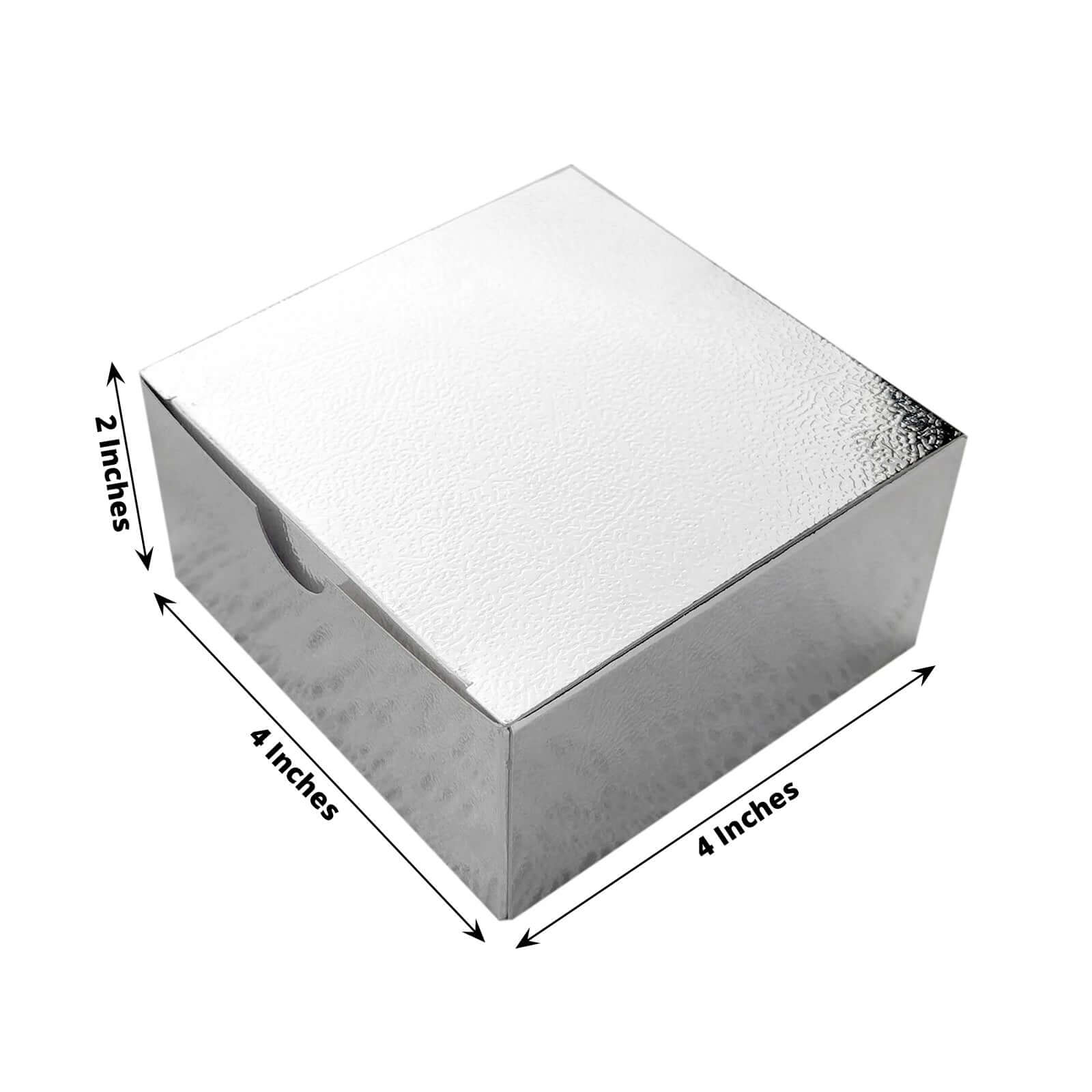 100 Pack 4x4x2 Silver Cake Cupcake Party Favor Gift Boxes, DIY