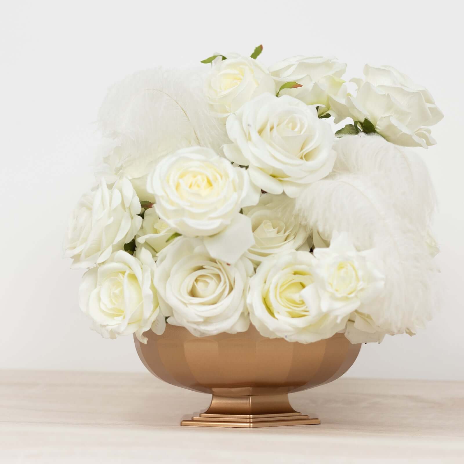 3-Pack Plastic Footed Compote Bowl Flower Vases Roman Style Gold - Round Decorative Pedestal Table Centerpieces 10