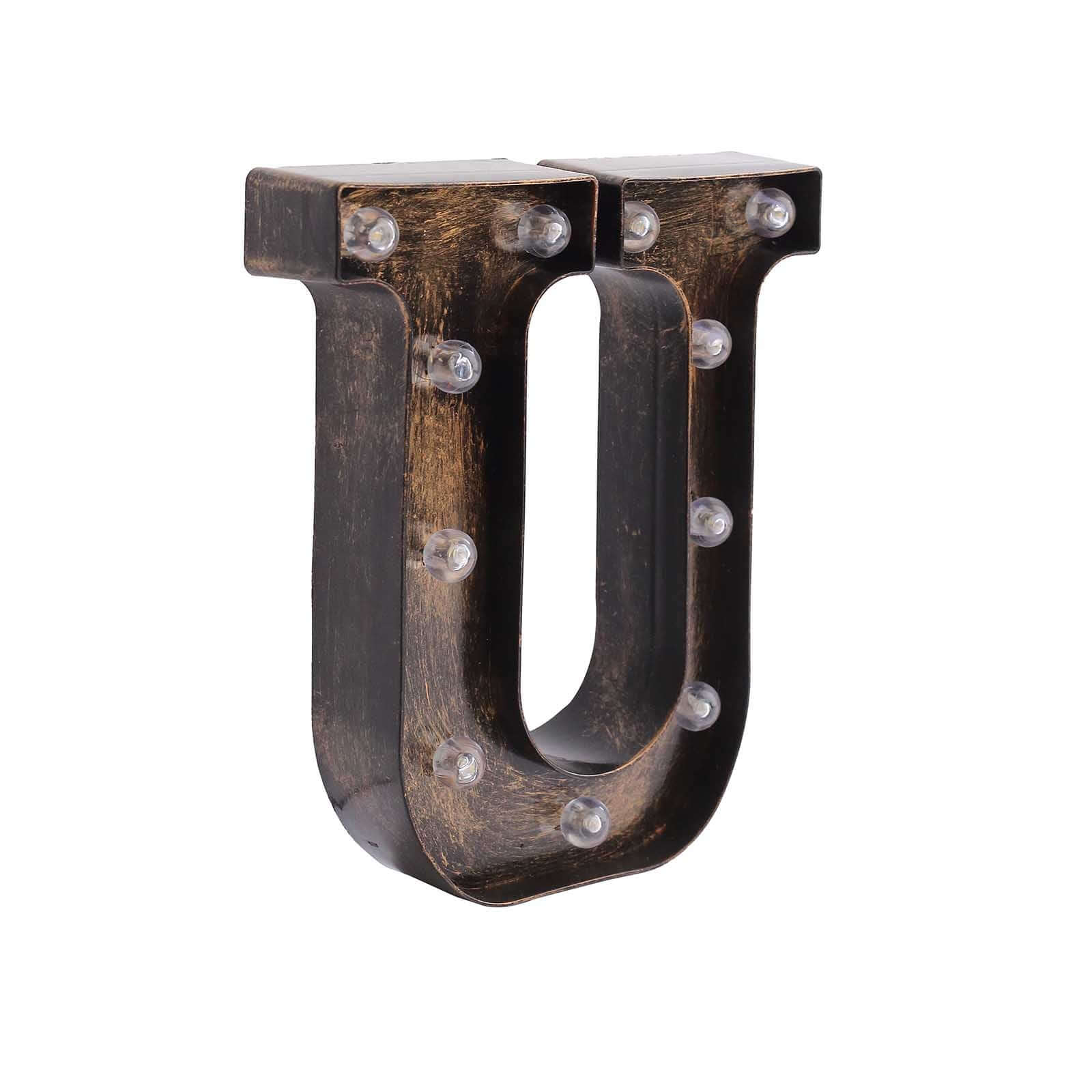 LED Marquee Letter U Industrial Style Antique Black - Light-Up Alphabet Sign for Weddings & Displays 9