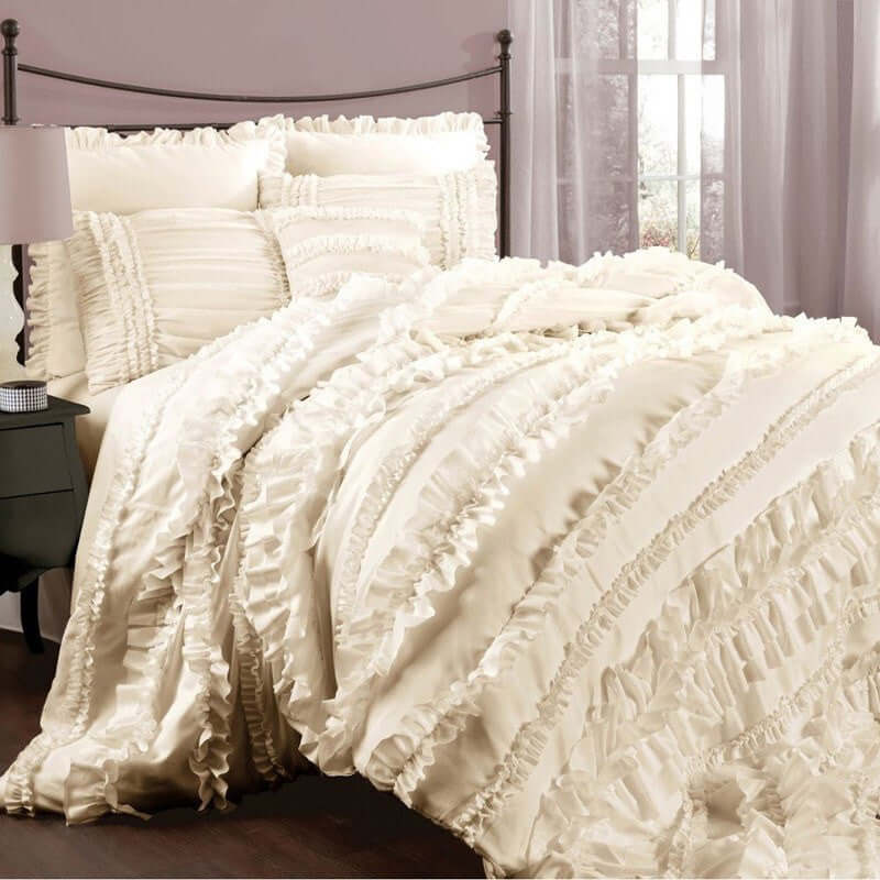 25 Yards 1 Ivory Double Layered Edging Ruffled Lace Trim With Satin Edged Organza Fabric and Gingham Polyester