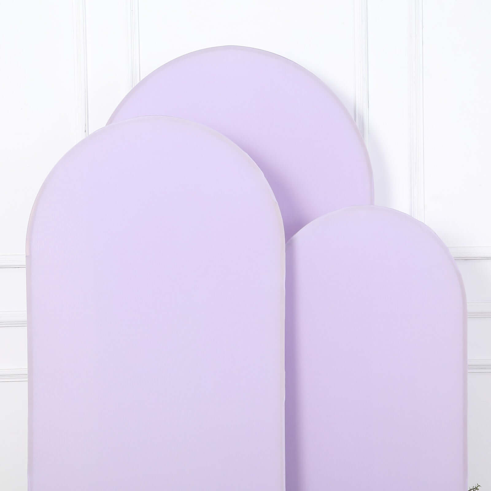 Set of 3 Matte Lavender Lilac Spandex Fitted Chiara Backdrop Stand Covers For Round Top Wedding Arch - 5ft, 6ft, 7ft