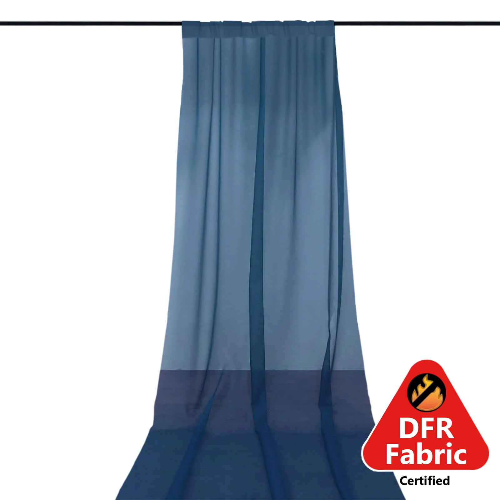 5ftx14ft Premium Navy Blue Chiffon Curtain Panel, Durable Flame Resistant Backdrop Ceiling Drapery With Rod Pocket