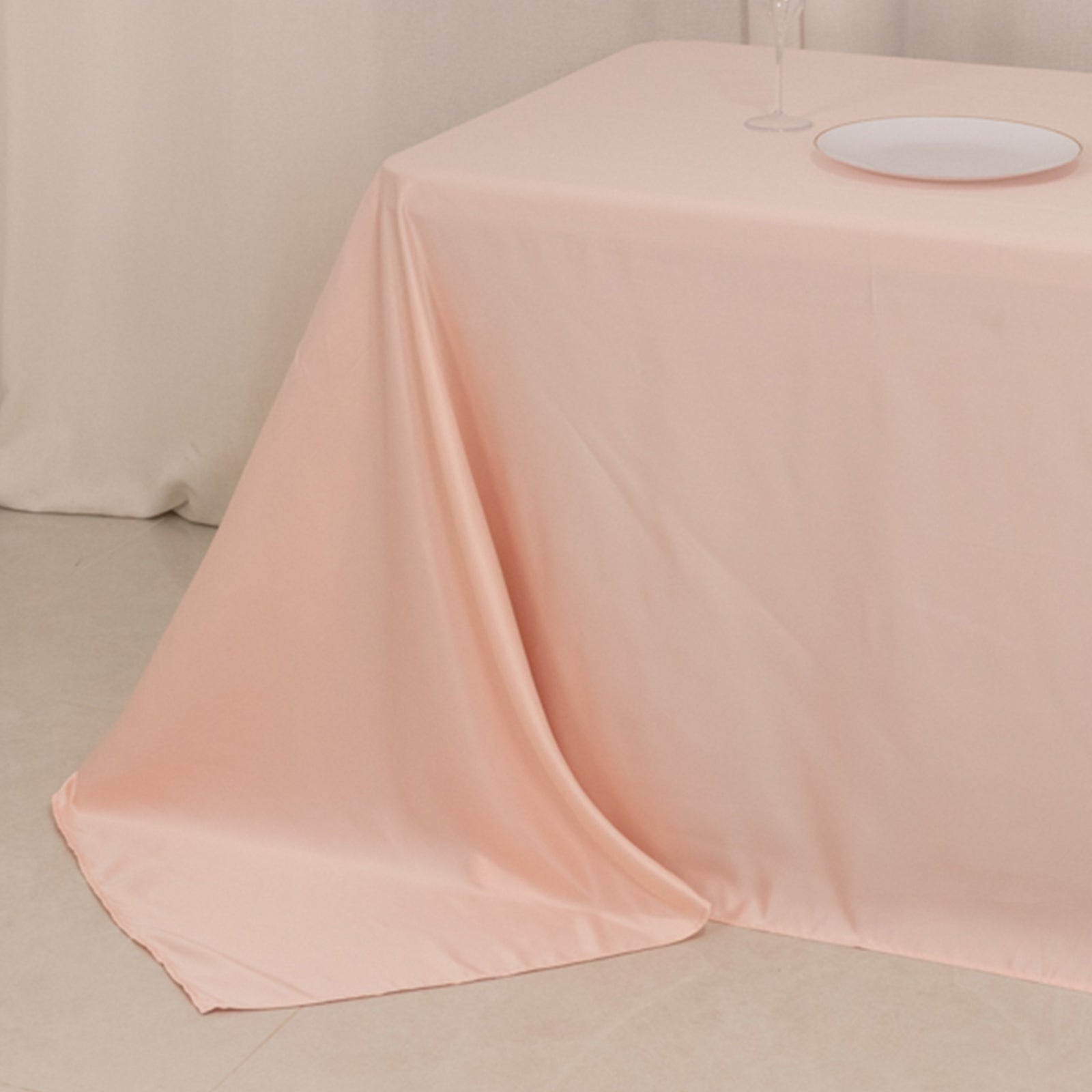 Lamour Satin 90x156 Rectangle Tablecloth Blush - Luxurious, Soft Seamless Table Cover