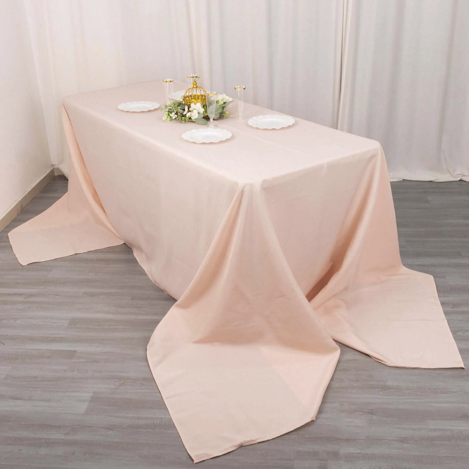 Premium Polyester 90x156 Rectangle Tablecloth Blush - Seamless 220GSM Stain-Resistant Table Cover