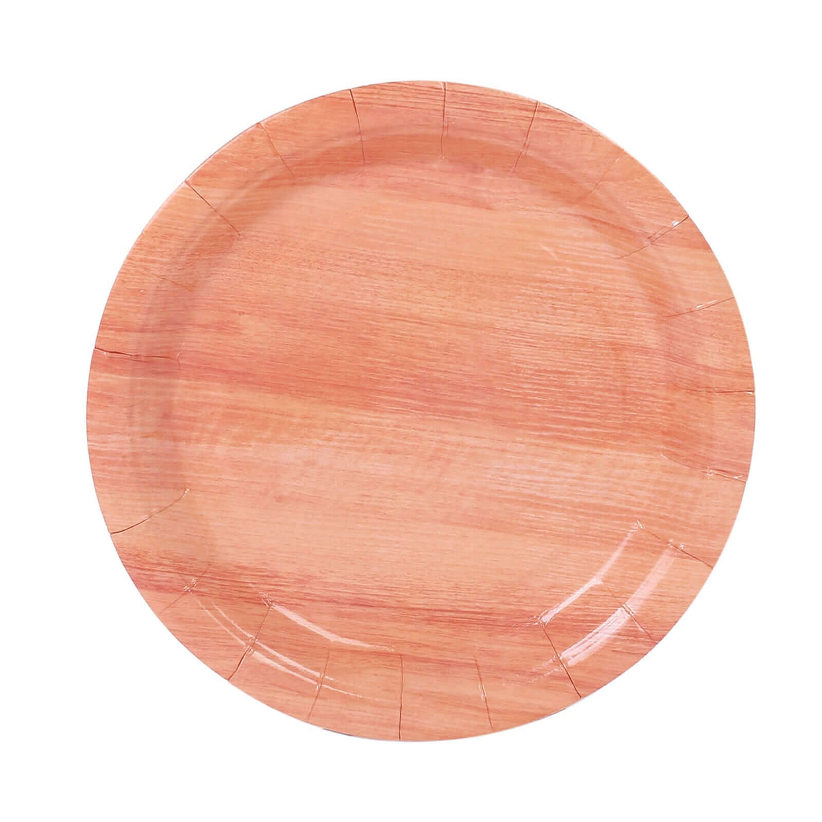 25-Pack Paper 10 Round Dinner Plates Natural Wood Grain Print - Rustic & Nature-Inspired Disposable Party Plates