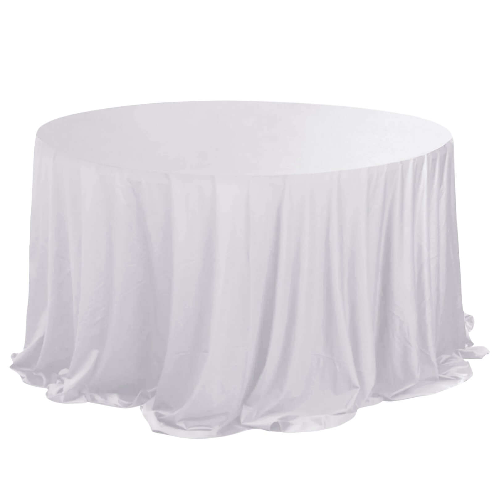 Premium Scuba Round 132 Tablecloth White - Wrinkle Free & Stain Resistant Seamless Table Cover for Weddings & Events