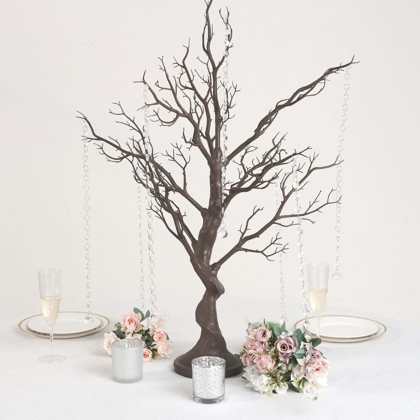 Manzanita Tree Centerpiece Natural with 8 Acrylic Bead Chains - Easy Assembly Decorative Artificial Tree for Modern Weddings Parties & Event Displays 34