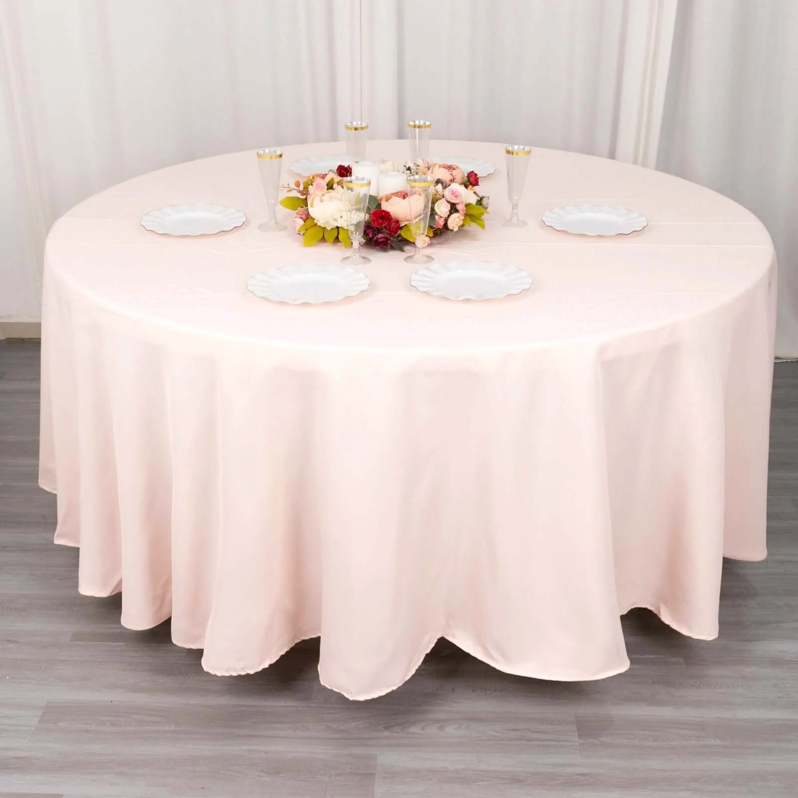 Premium Polyester 108 Round Tablecloth Blush - Wrinkle-Resistant 220GSM Table Cover