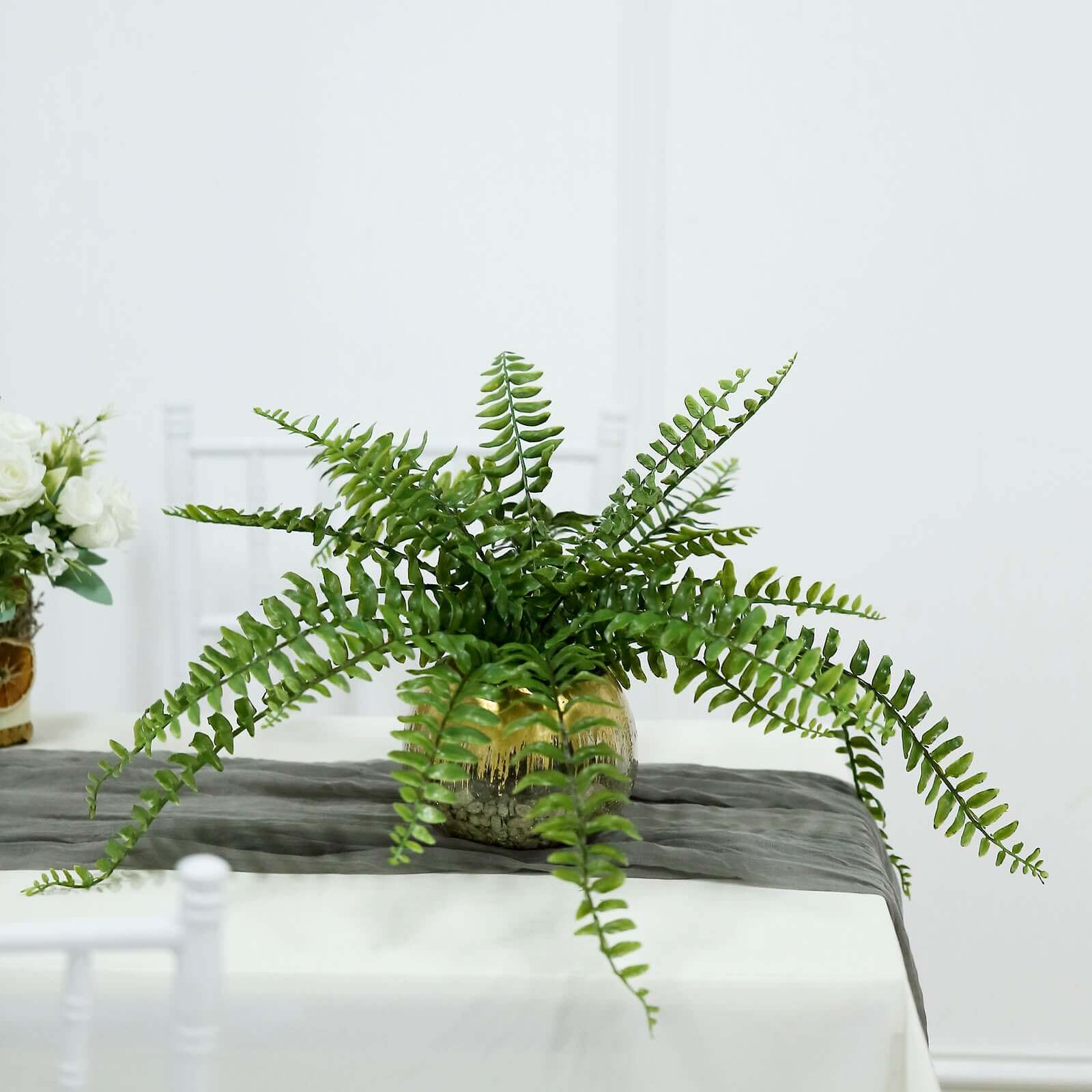 20 Artificial Boston Fern Green Leaf Plant, Premium Real Touch Indoor Spray