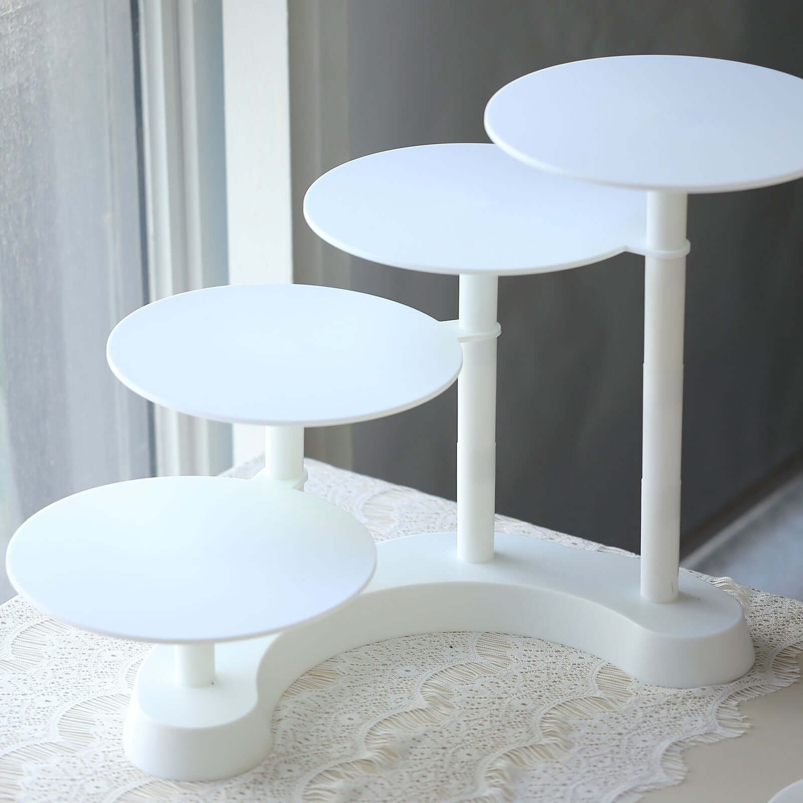 4-Tier Plastic Cake Stand with Half Moon Base White - Space Saving Multi-layer Cupcake Holder Dessert Tower for Weddings Tea Parties & Home Gatherings 17