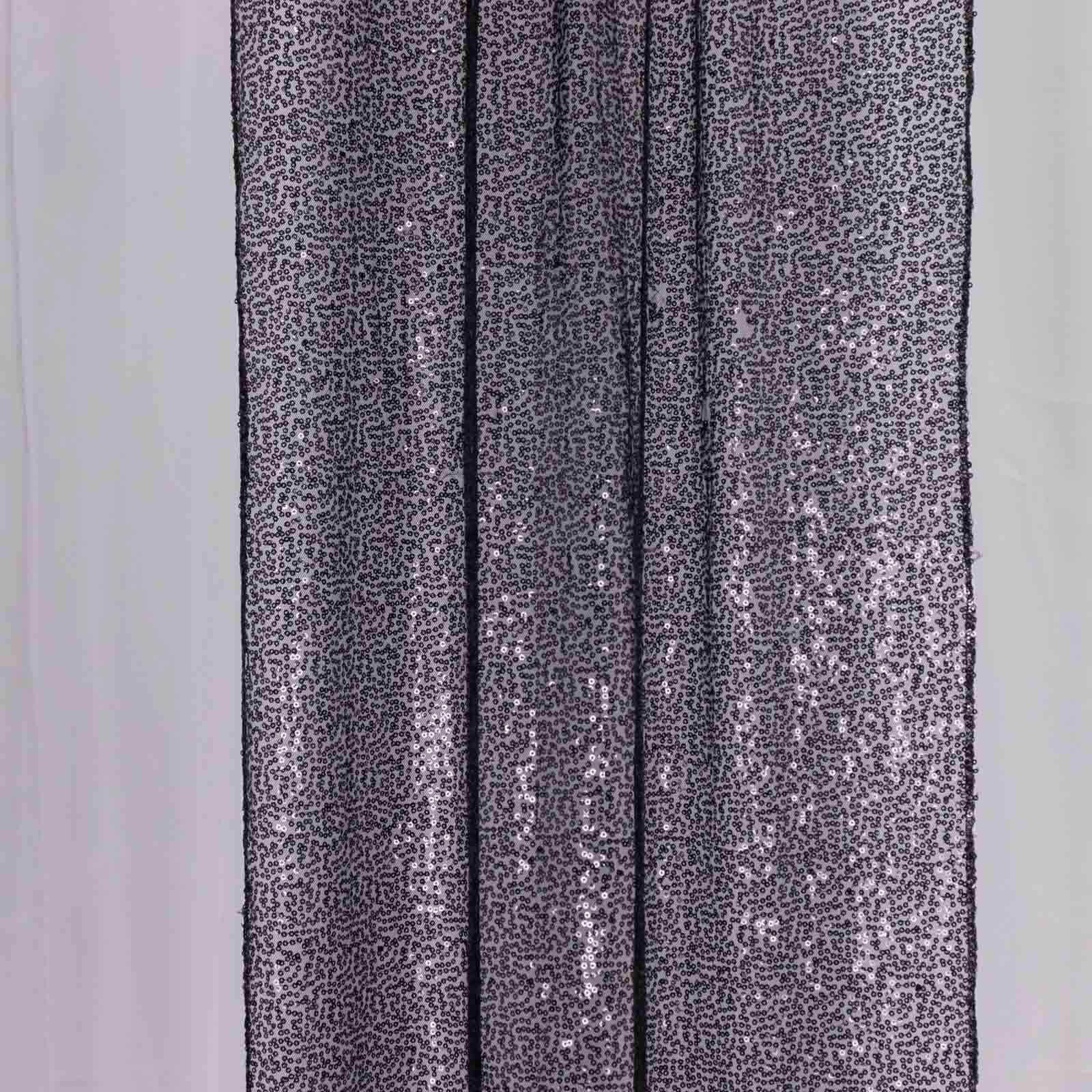 2 Pack Black Sequin Event Curtain Drapes with Rod Pockets, Seamless Backdrop Event Panels - 8ftx2ft