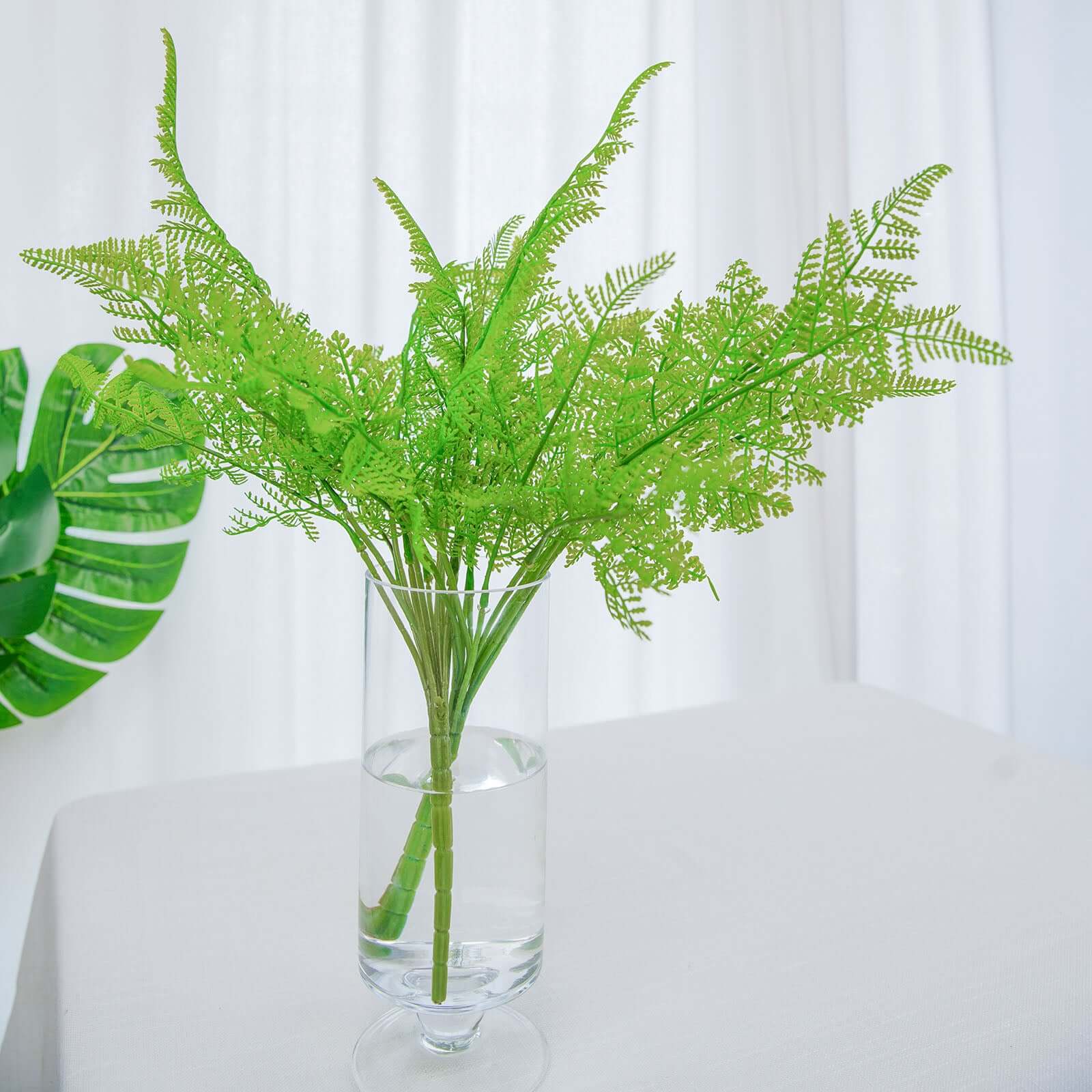 2 Stems Green Artificial Asparagus Fern Leaf Plant Indoor Faux Spray