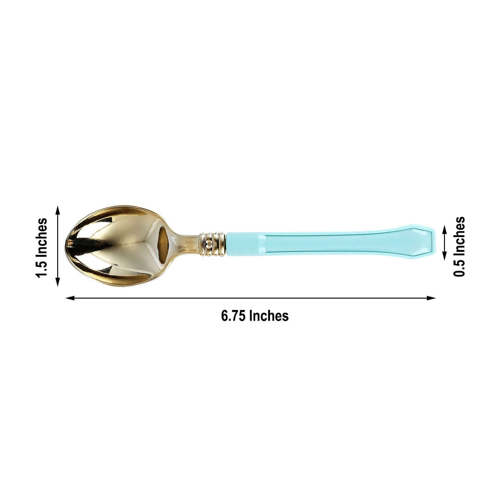 24-Pack Plastic Spoons with Light Blue Handle Gold - Heavy Duty Disposable Silverware 7