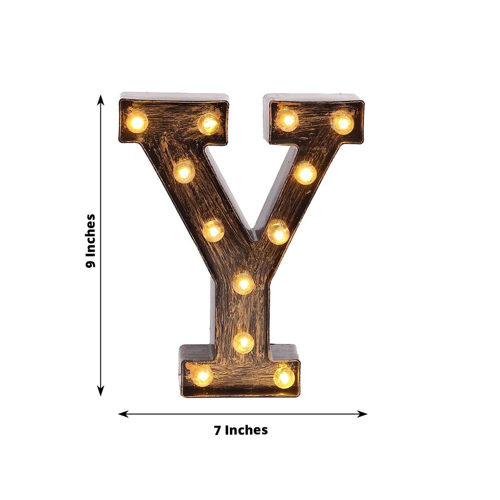 LED Marquee Letter Y Industrial Style Antique Black - Light-Up Alphabet Sign for Weddings & Displays 9