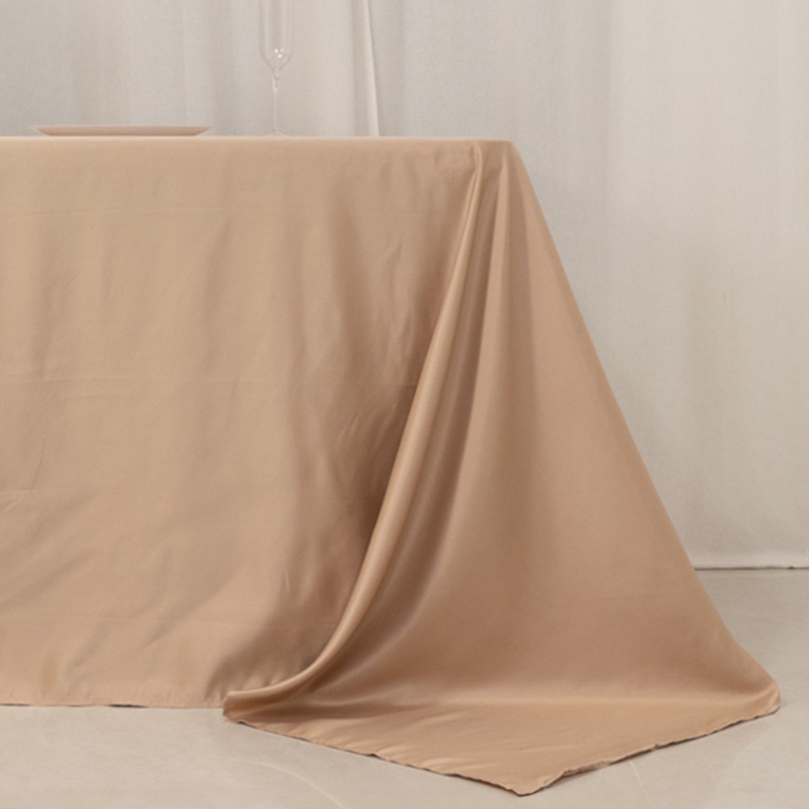 Lamour Satin 90x156 Rectangle Tablecloth Nude - Luxurious, Soft Seamless Table Cover